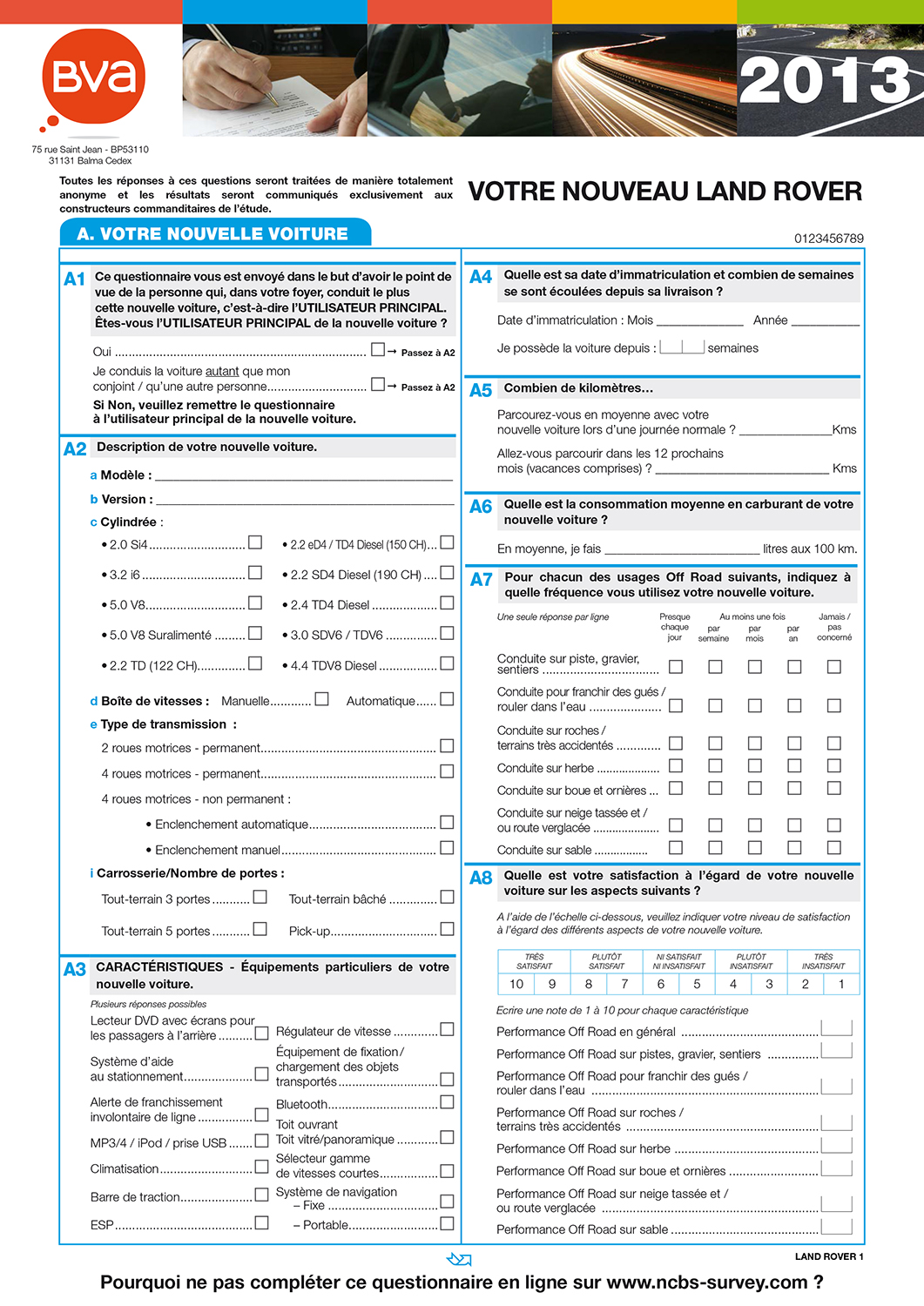 Questionnaire de sondage BVA